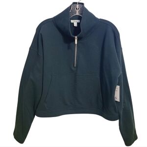 FLX | Women's Green Midnight Flo Cropped Quarter Zip-up Sweatshirt (Size Large)